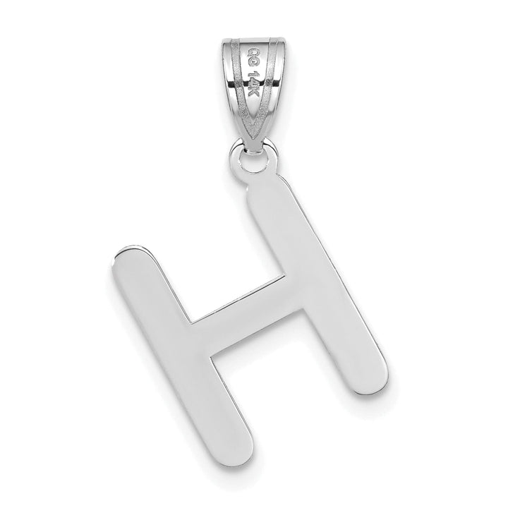 Lovely Rita's Pendants & Charms 14k White Gold Slanted Design Bubble Letter H Initial Charm Pendant