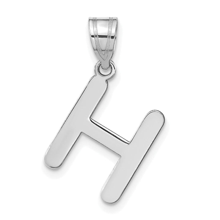 Lovely Rita's Pendants & Charms 14k White Gold Slanted Design Bubble Letter H Initial Charm Pendant