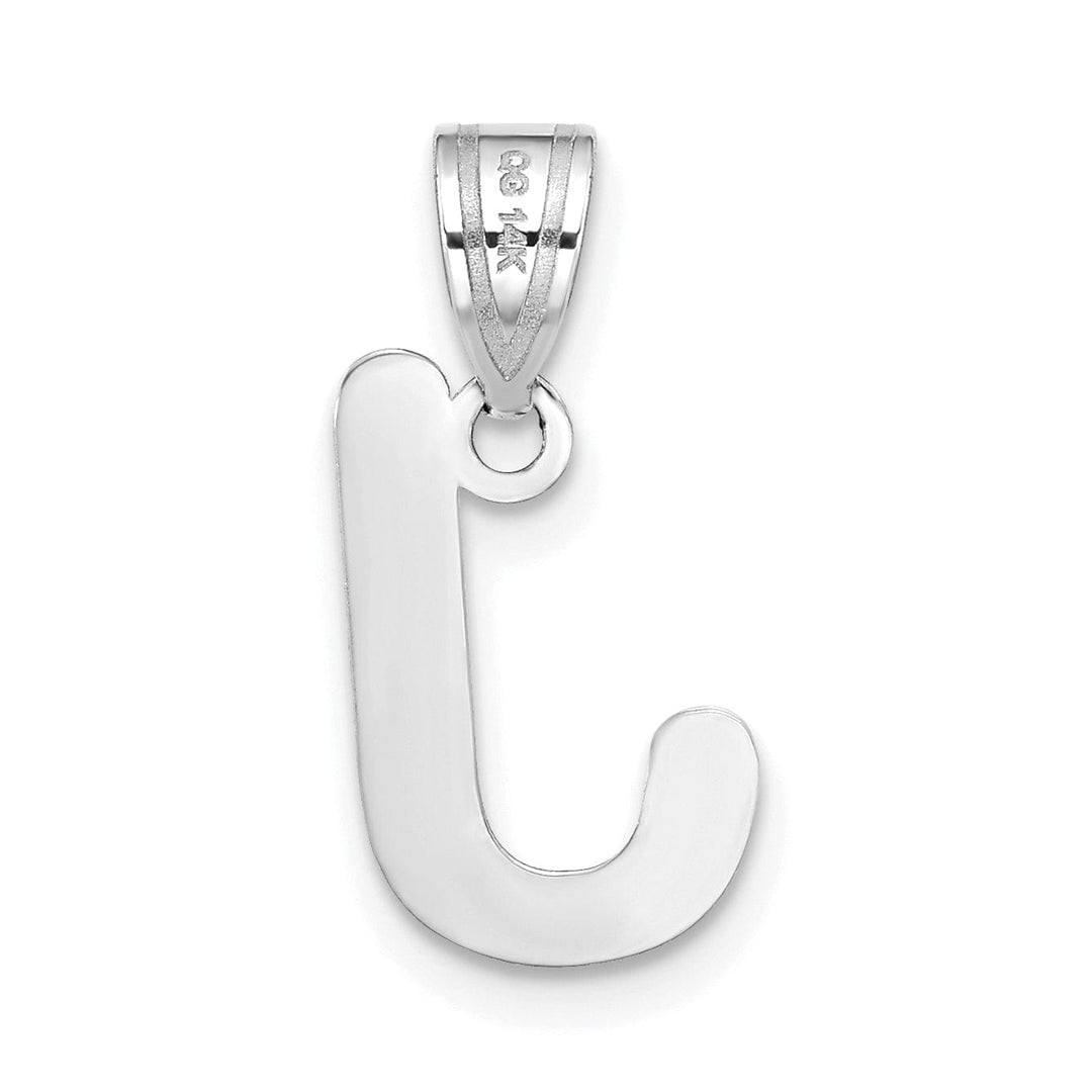 Lovely Rita's Pendants & Charms 14k White Gold Slanted Design Bubble Letter J Initial Charm Pendant