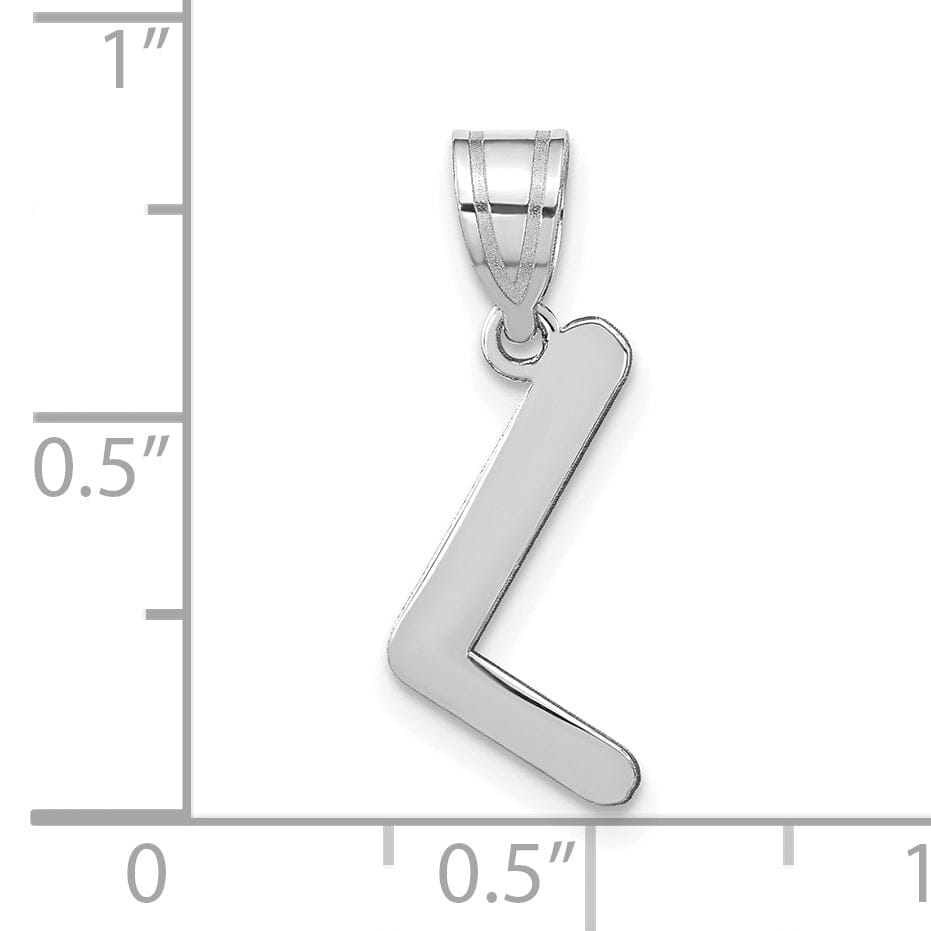 Lovely Rita's Pendants & Charms 14k White Gold Slanted Design Bubble Letter L Initial Charm Pendant