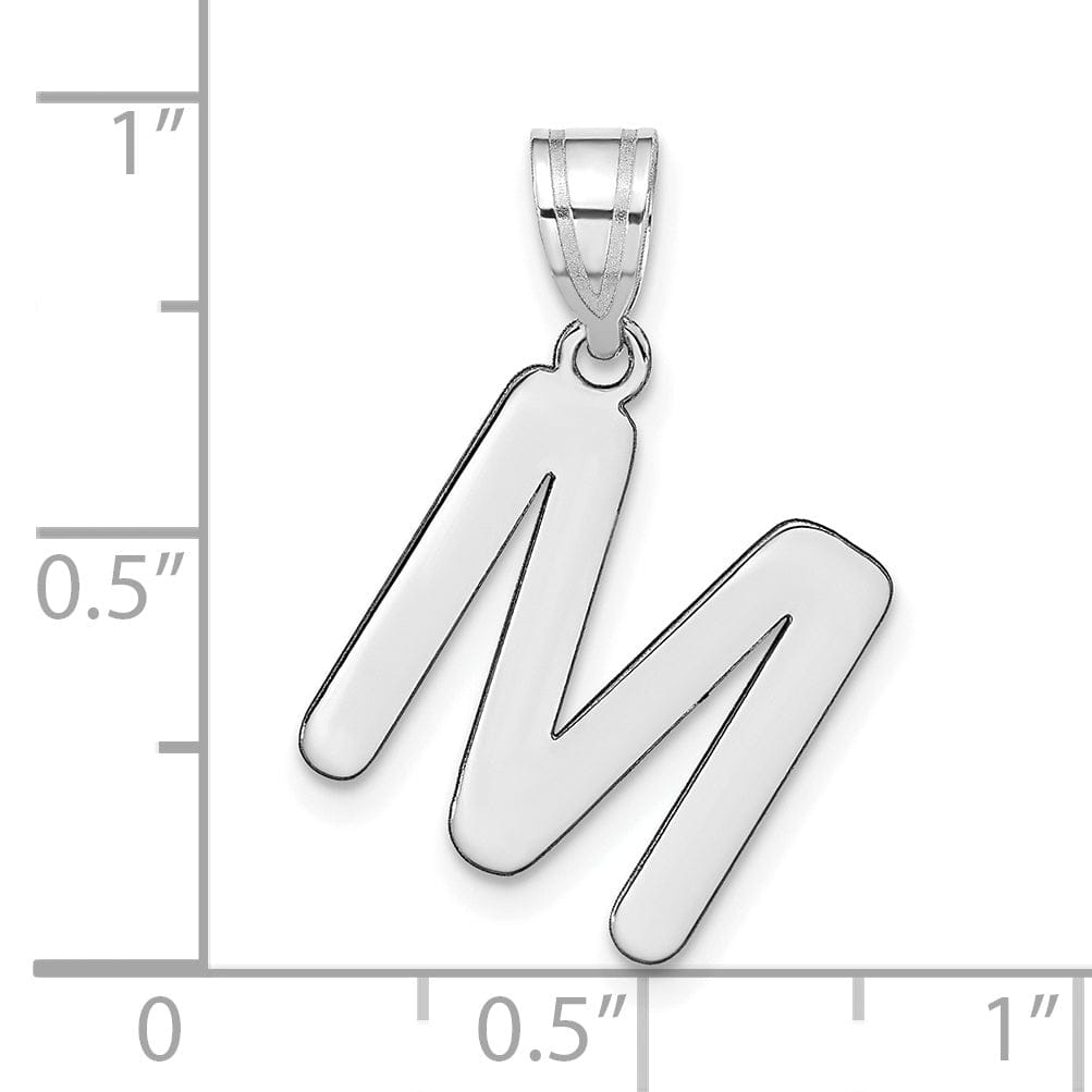 Lovely Rita's Pendants & Charms 14k White Gold Slanted Design Bubble Letter M Initial Charm Pendant