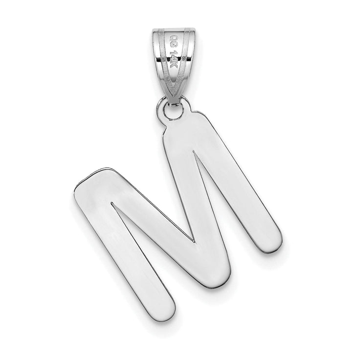 Lovely Rita's Pendants & Charms 14k White Gold Slanted Design Bubble Letter M Initial Charm Pendant