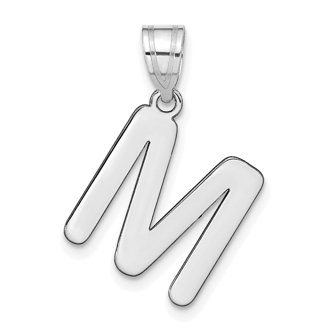 Lovely Rita's Pendants & Charms 14k White Gold Slanted Design Bubble Letter M Initial Charm Pendant