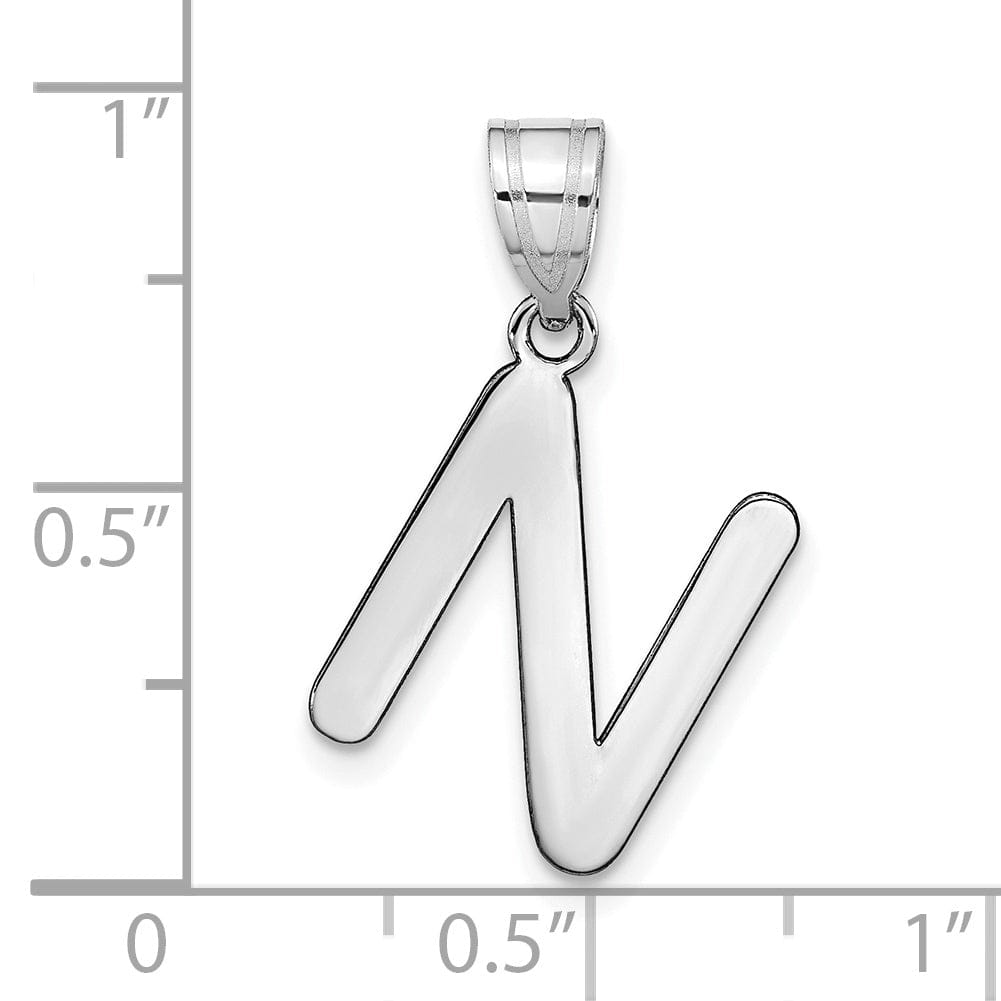 Lovely Rita's Pendants & Charms 14k White Gold Slanted Design Bubble Letter N Initial Charm Pendant