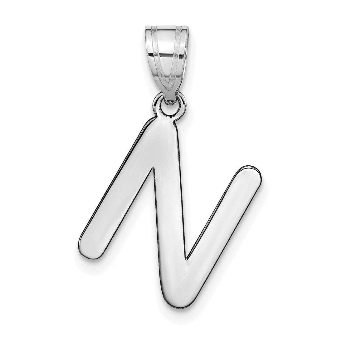 Lovely Rita's Pendants & Charms 14k White Gold Slanted Design Bubble Letter N Initial Charm Pendant