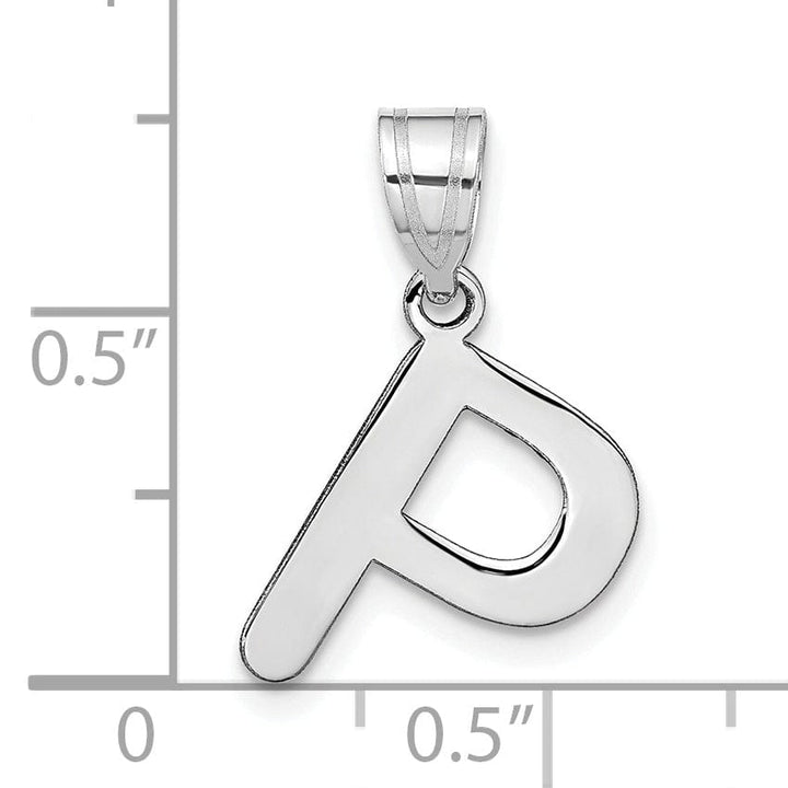 Lovely Rita's Pendants & Charms 14k White Gold Slanted Design Bubble Letter P Initial Charm Pendant