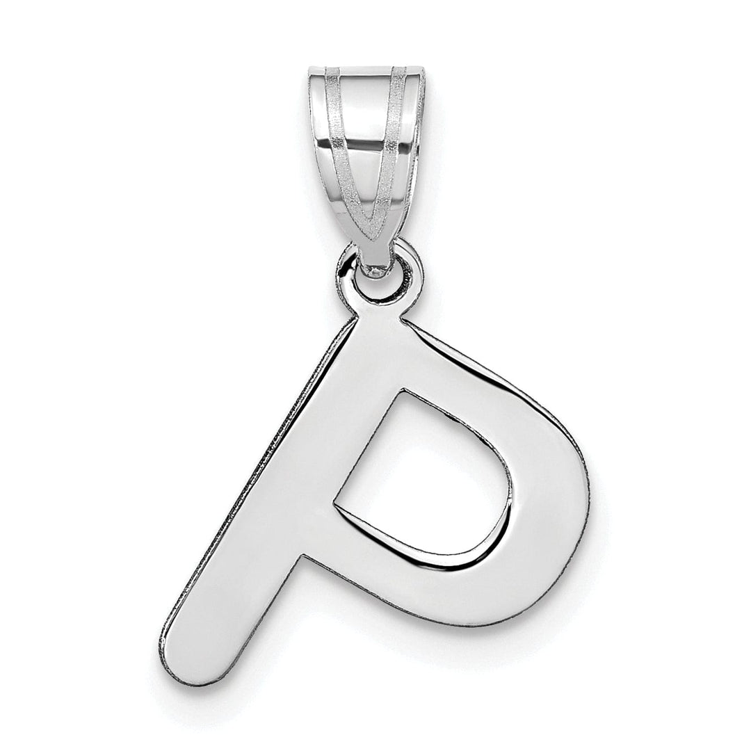 Lovely Rita's Pendants & Charms 14k White Gold Slanted Design Bubble Letter P Initial Charm Pendant