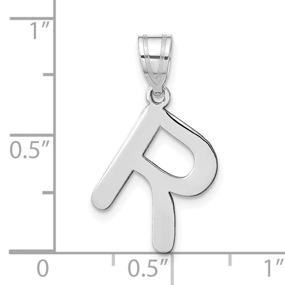 Lovely Rita's Pendants & Charms 14k White Gold Slanted Design Bubble Letter R Initial Charm Pendant
