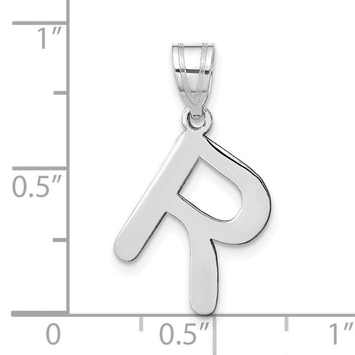 Lovely Rita's Pendants & Charms 14k White Gold Slanted Design Bubble Letter R Initial Charm Pendant