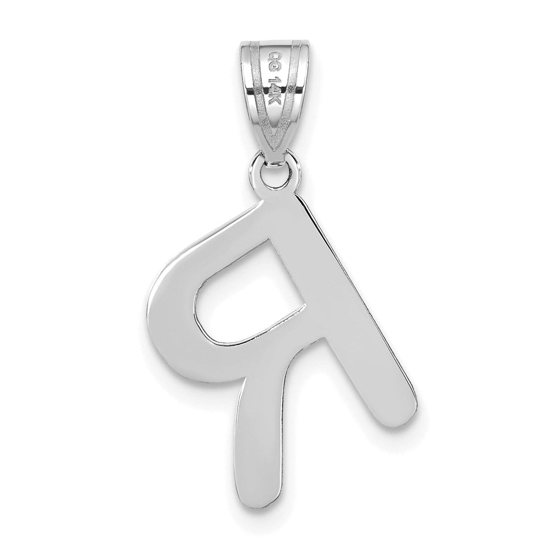 Lovely Rita's Pendants & Charms 14k White Gold Slanted Design Bubble Letter R Initial Charm Pendant