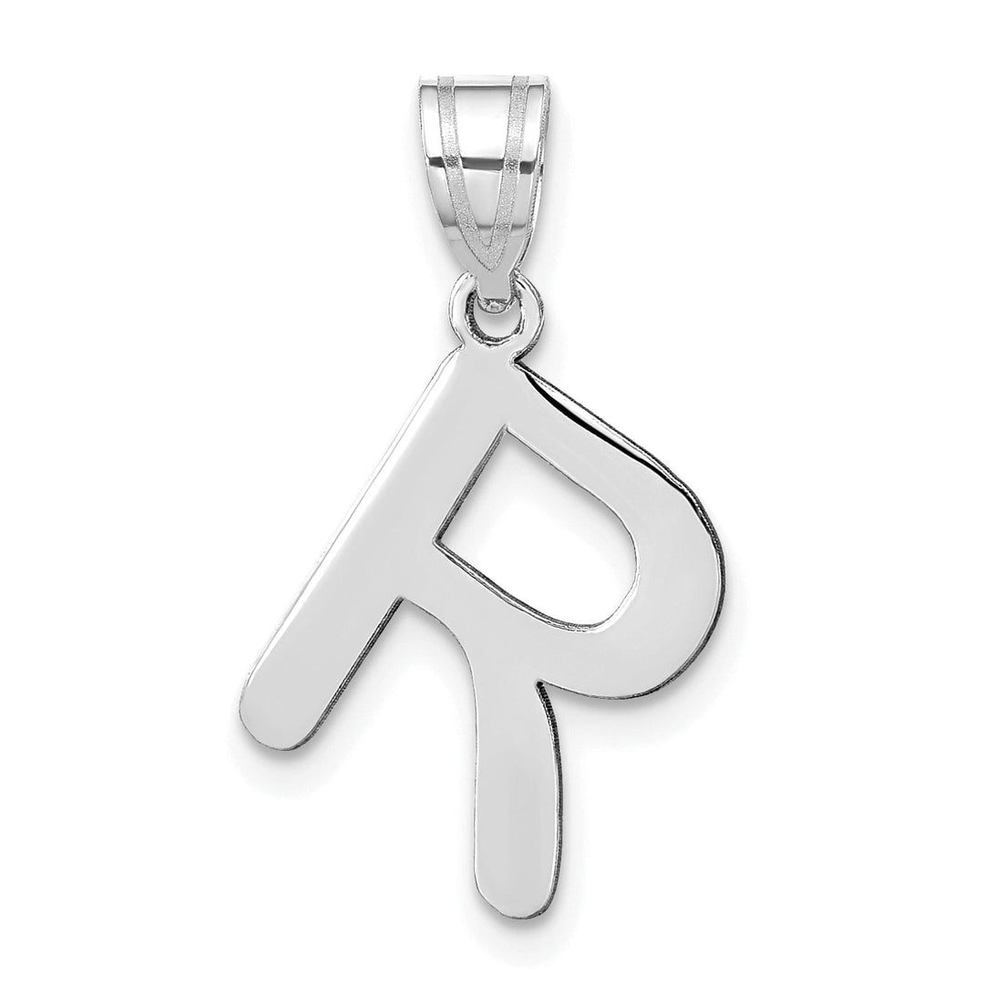 Lovely Rita's Pendants & Charms 14k White Gold Slanted Design Bubble Letter R Initial Charm Pendant