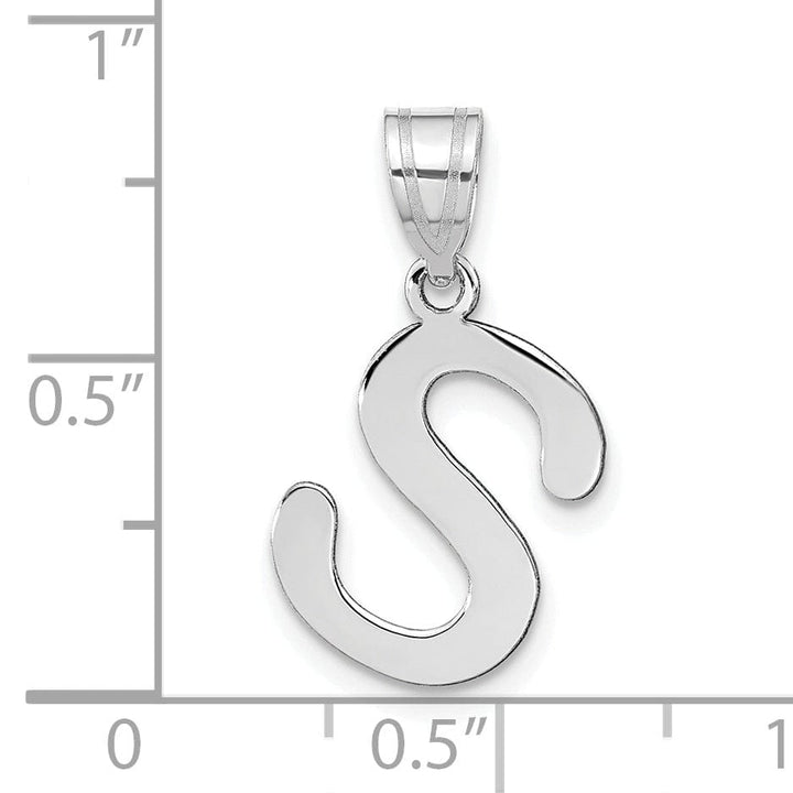 Lovely Rita's Pendants & Charms 14k White Gold Slanted Design Bubble Letter S Initial Charm Pendant
