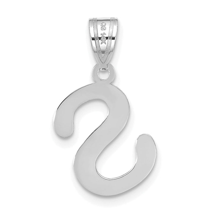 Lovely Rita's Pendants & Charms 14k White Gold Slanted Design Bubble Letter S Initial Charm Pendant