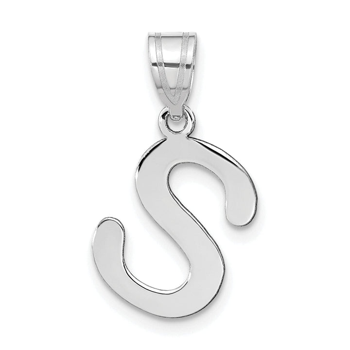 Lovely Rita's Pendants & Charms 14k White Gold Slanted Design Bubble Letter S Initial Charm Pendant