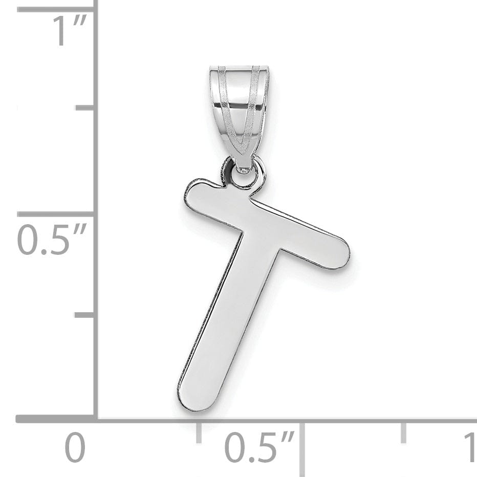 Lovely Rita's Pendants & Charms 14k White Gold Slanted Design Bubble Letter T Initial Charm Pendant