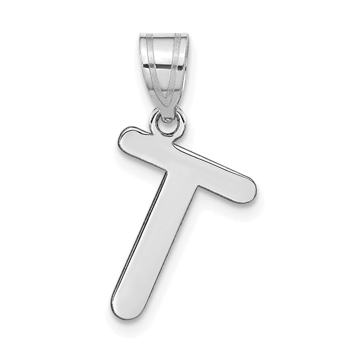 Lovely Rita's Pendants & Charms 14k White Gold Slanted Design Bubble Letter T Initial Charm Pendant