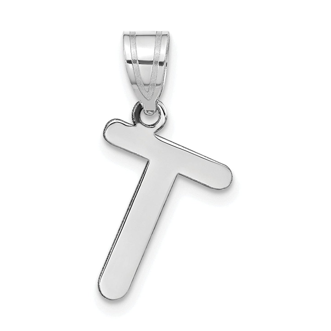 Lovely Rita's Pendants & Charms 14k White Gold Slanted Design Bubble Letter T Initial Charm Pendant
