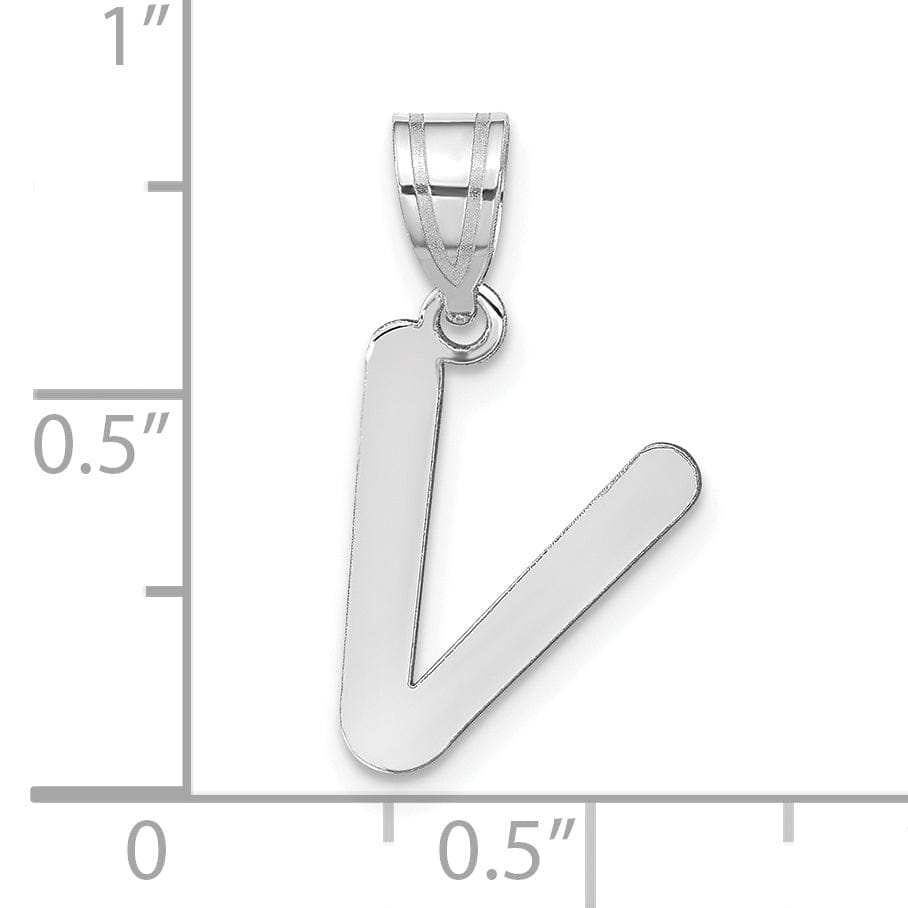 Lovely Rita's Pendants & Charms 14k White Gold Slanted Design Bubble Letter V Initial Charm Pendant