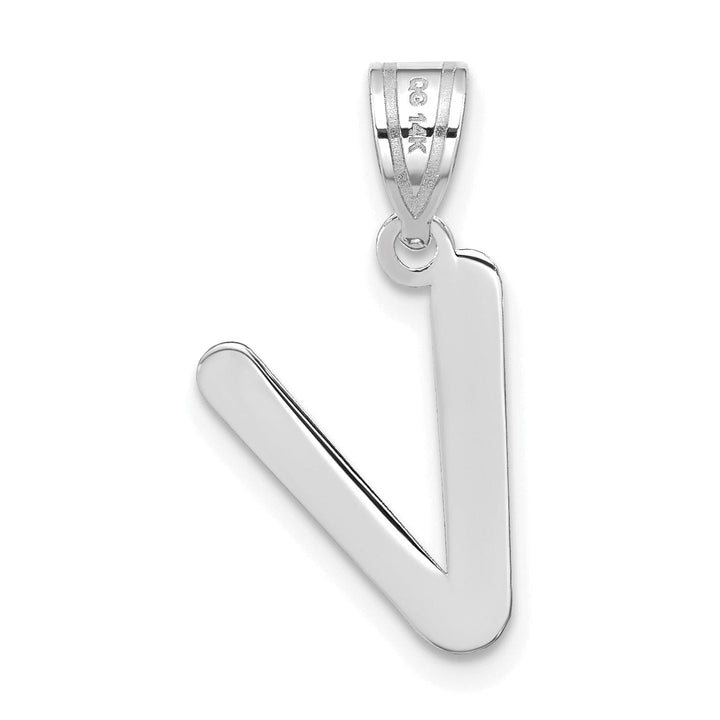 Lovely Rita's Pendants & Charms 14k White Gold Slanted Design Bubble Letter V Initial Charm Pendant