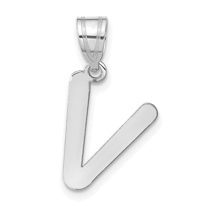 Lovely Rita's Pendants & Charms 14k White Gold Slanted Design Bubble Letter V Initial Charm Pendant
