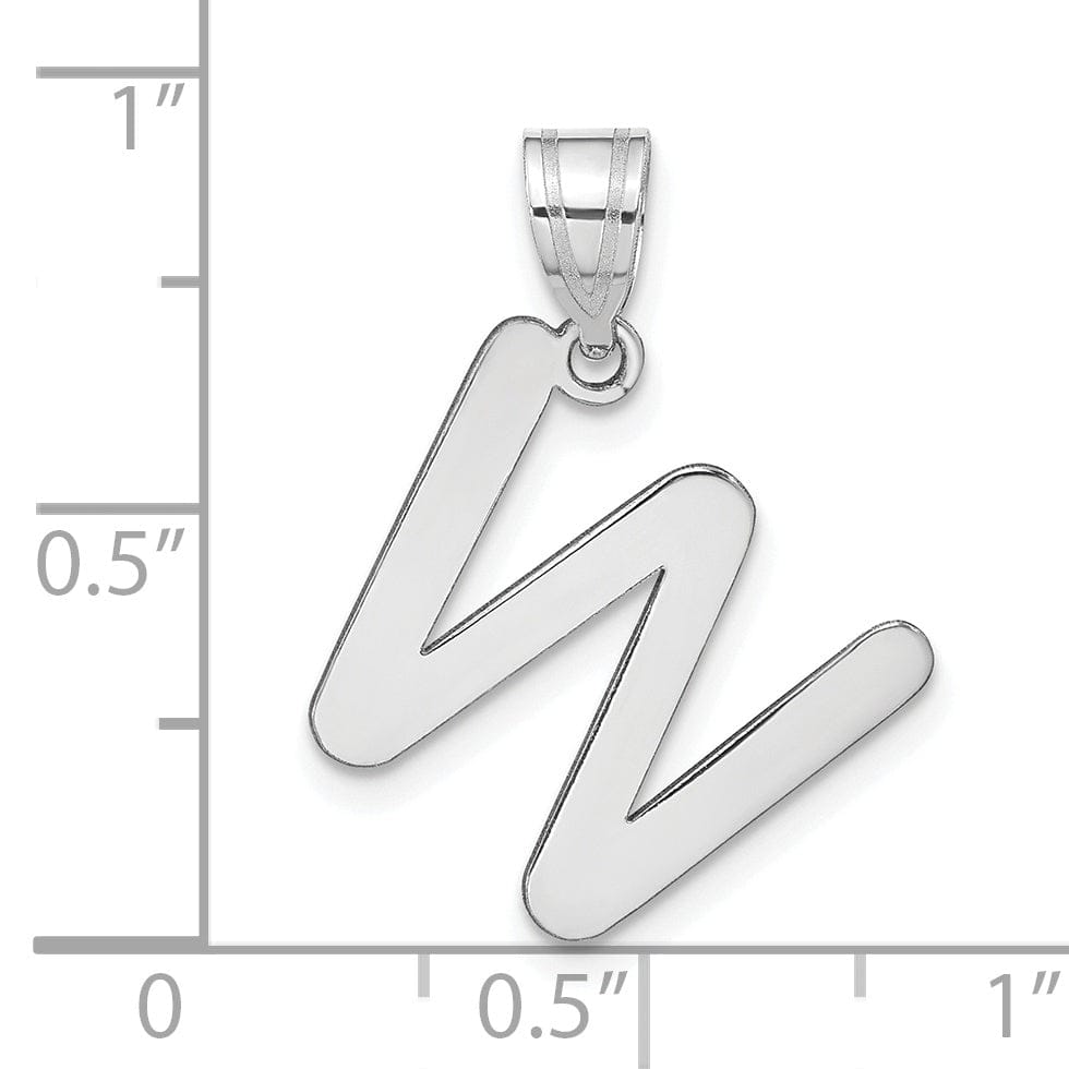 Lovely Rita's Pendants & Charms 14k White Gold Slanted Design Bubble Letter W Initial Charm Pendant
