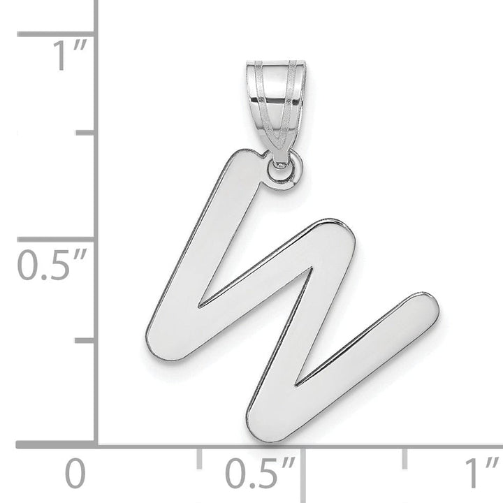 Lovely Rita's Pendants & Charms 14k White Gold Slanted Design Bubble Letter W Initial Charm Pendant