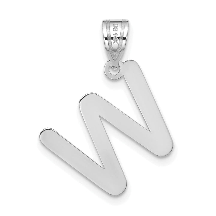 Lovely Rita's Pendants & Charms 14k White Gold Slanted Design Bubble Letter W Initial Charm Pendant
