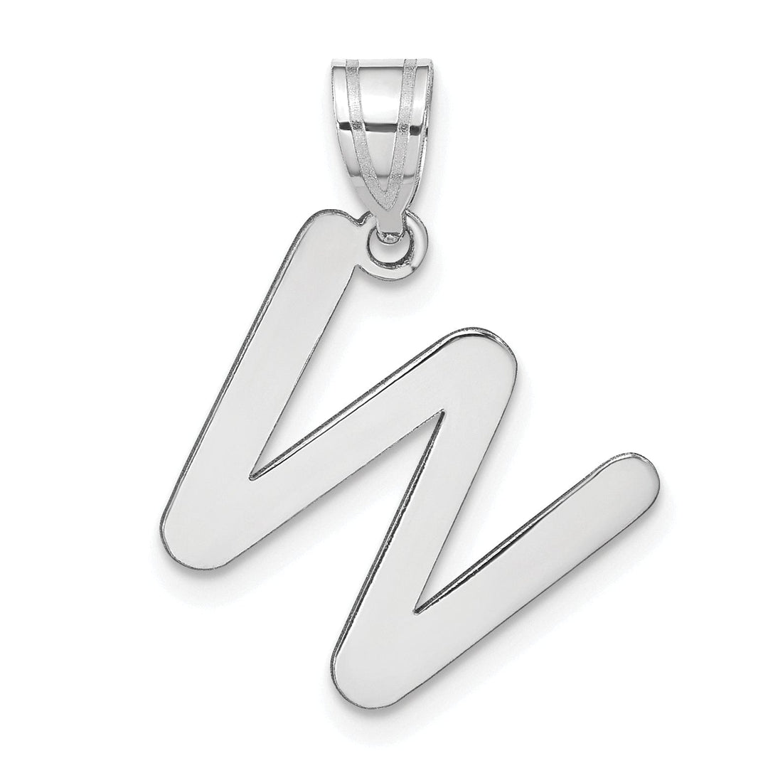 Lovely Rita's Pendants & Charms 14k White Gold Slanted Design Bubble Letter W Initial Charm Pendant