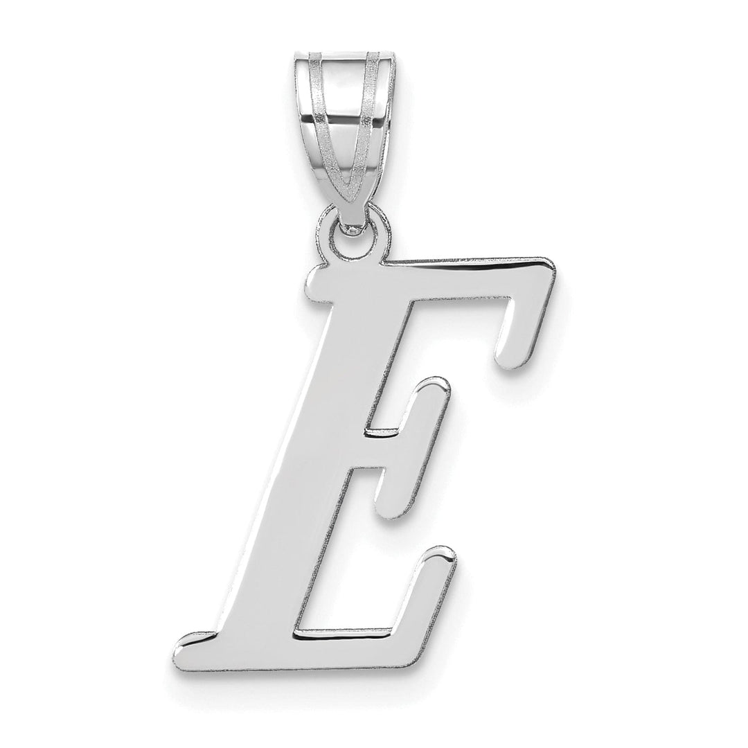 Lovely Rita's Pendants & Charms 14k White Gold  Slanted Design Letter E Initial Charm Pendant