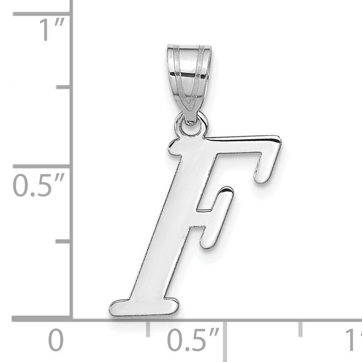 Lovely Rita's Pendants & Charms 14k White Gold  Slanted Design Letter F Initial Charm Pendant