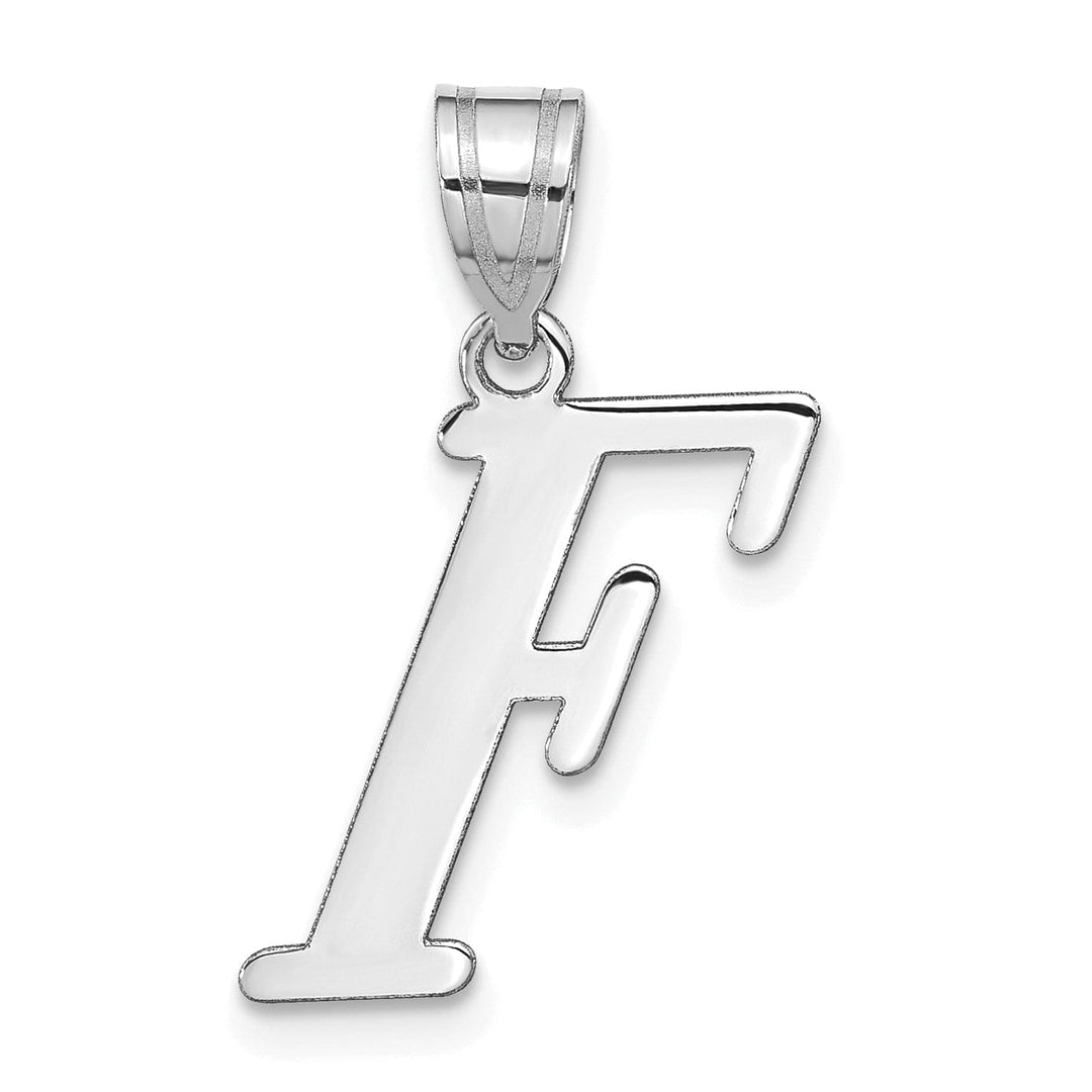 Lovely Rita's Pendants & Charms 14k White Gold  Slanted Design Letter F Initial Charm Pendant