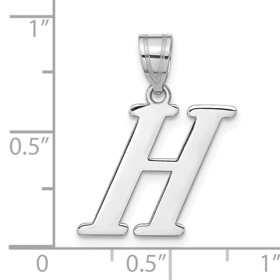 Lovely Rita's Pendants & Charms 14k White Gold  Slanted Design Letter H Initial Charm Pendant