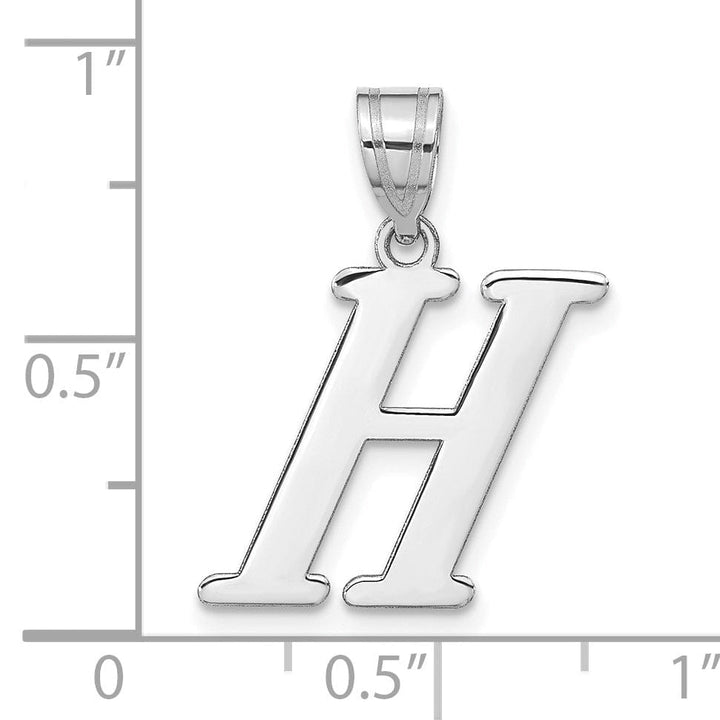 Lovely Rita's Pendants & Charms 14k White Gold  Slanted Design Letter H Initial Charm Pendant