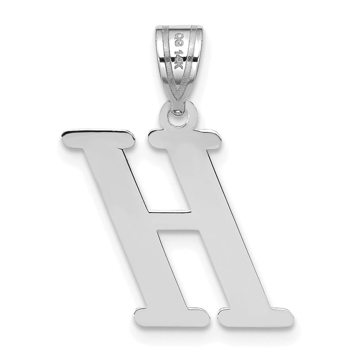 Lovely Rita's Pendants & Charms 14k White Gold  Slanted Design Letter H Initial Charm Pendant