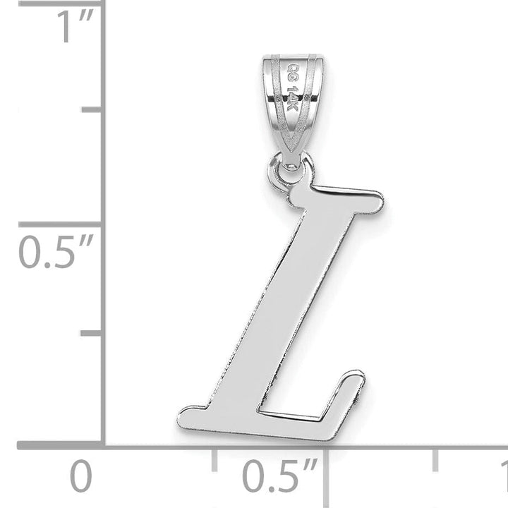 Lovely Rita's Pendants & Charms 14k White Gold  Slanted Design Letter L Initial Charm Pendant