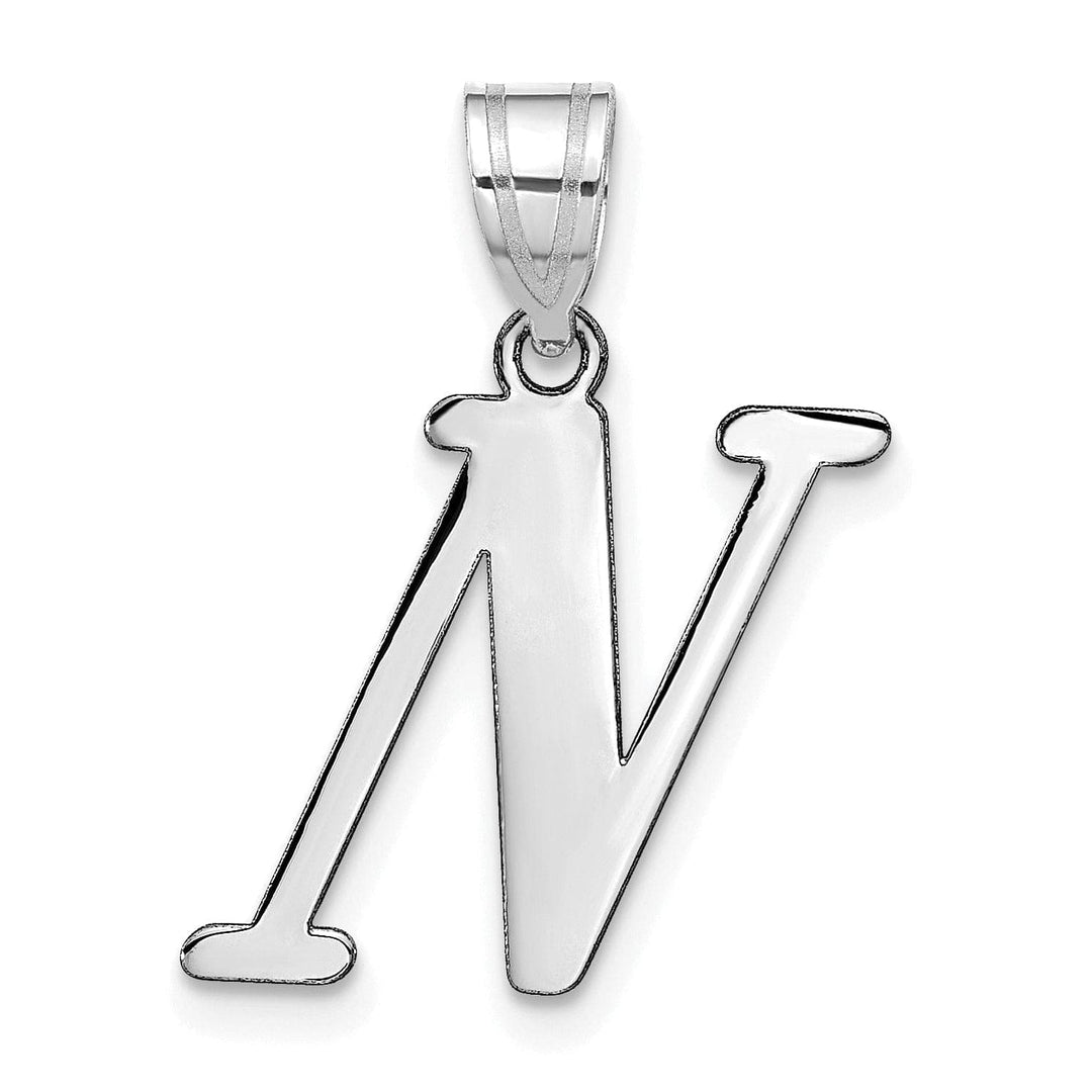 Lovely Rita's Pendants & Charms 14k White Gold  Slanted Design Letter N Initial Charm Pendant