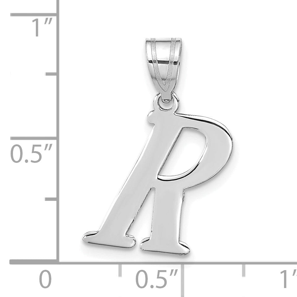Lovely Rita's Pendants & Charms 14k White Gold  Slanted Design Letter R Initial Charm Pendant
