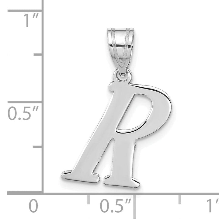 Lovely Rita's Pendants & Charms 14k White Gold  Slanted Design Letter R Initial Charm Pendant