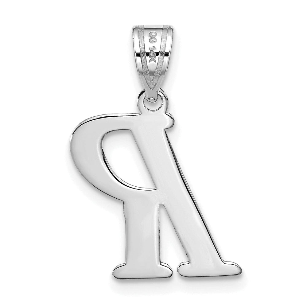 Lovely Rita's Pendants & Charms 14k White Gold  Slanted Design Letter R Initial Charm Pendant