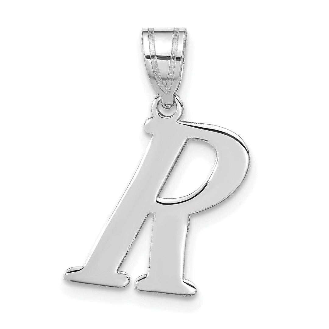 Lovely Rita's Pendants & Charms 14k White Gold  Slanted Design Letter R Initial Charm Pendant