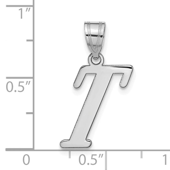 Lovely Rita's Pendants & Charms 14k White Gold  Slanted Design Letter T Initial Charm Pendant