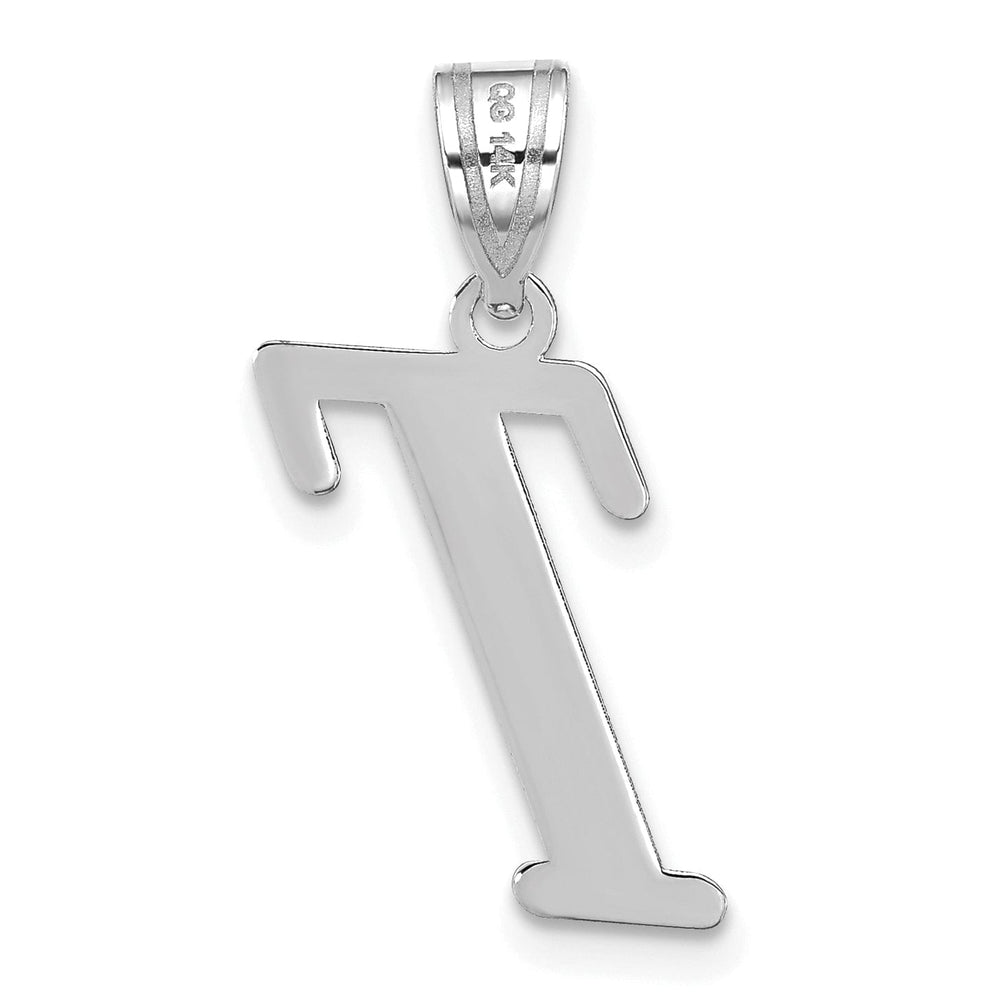 Lovely Rita's Pendants & Charms 14k White Gold  Slanted Design Letter T Initial Charm Pendant