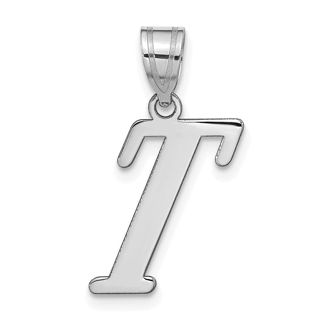 Lovely Rita's Pendants & Charms 14k White Gold  Slanted Design Letter T Initial Charm Pendant