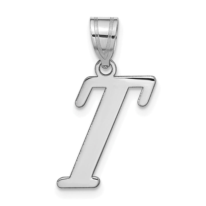 Lovely Rita's Pendants & Charms 14k White Gold  Slanted Design Letter T Initial Charm Pendant
