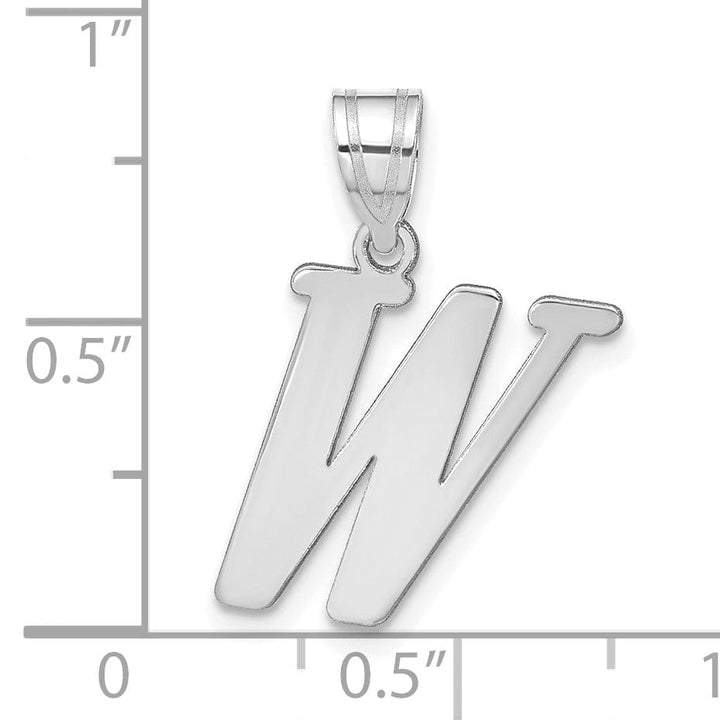 Lovely Rita's Pendants & Charms 14k White Gold  Slanted Design Letter W Initial Charm Pendant
