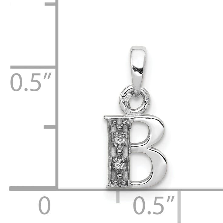 Lovely Rita's Pendants & Charms 14K White Gold Small 0.01CT Diamond Letter B Initial Block Pendant