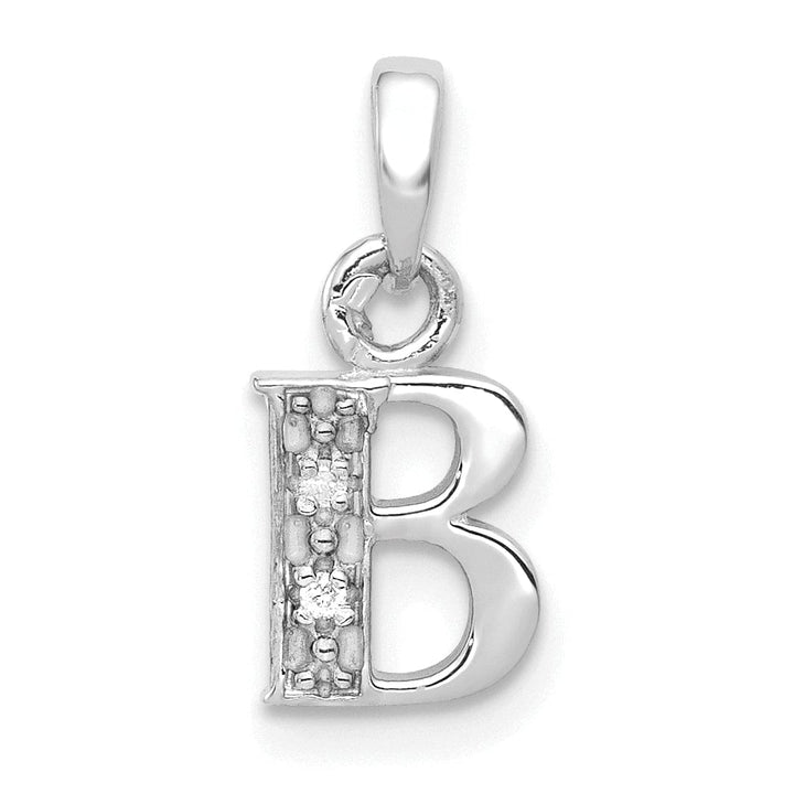 Lovely Rita's Pendants & Charms 14K White Gold Small 0.01CT Diamond Letter B Initial Block Pendant