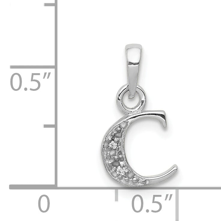 Lovely Rita's Pendants & Charms 14K White Gold Small 0.01CT Diamond Letter C Initial Block Pendant