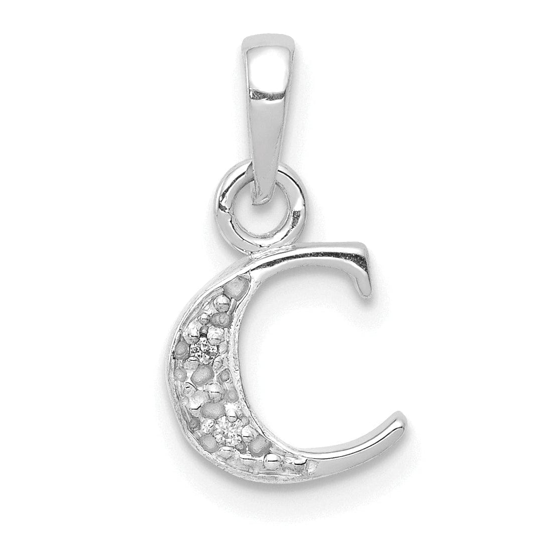 Lovely Rita's Pendants & Charms 14K White Gold Small 0.01CT Diamond Letter C Initial Block Pendant