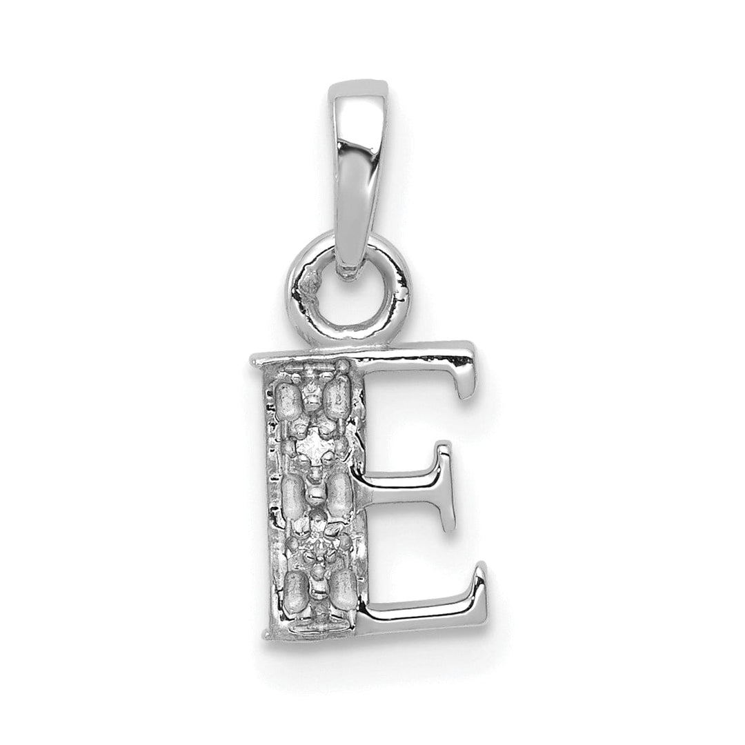 Lovely Rita's Pendants & Charms 14K White Gold Small 0.01CT Diamond Letter E Initial Block Pendant
